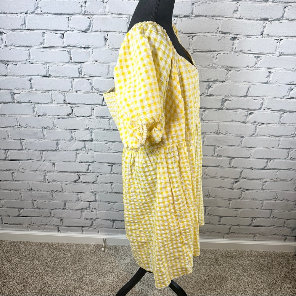 Old Navy All-Day Mini Dress Fit Flare Puff-Sleeve 3X Yellow Cottagecore Prairie - Picture 4 of 10